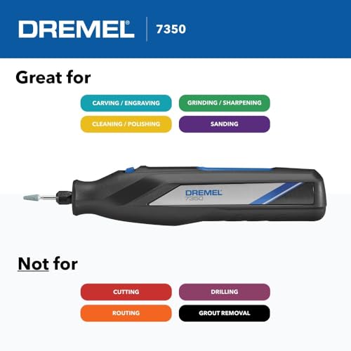 Dremel 7350 4V Cordless Rotary Tool Kit with 5 Accessories and USB-C Rechargeable Battery - Single Speed for Carving, Engraving, Sanding and Cleaning