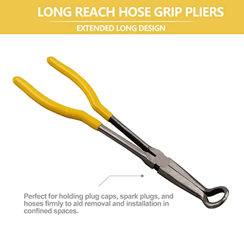 Spark Plug Removal Pliers, 11" Long Reach Ring Nose Hose Grip Pliers for Car - size: Round Nose