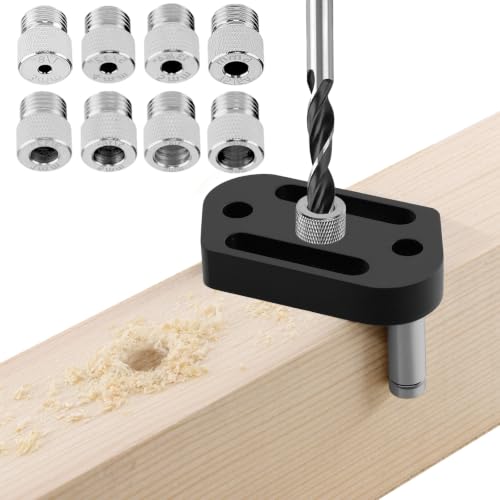 Self Centering Doweling Jig with 8 Drill Bushings(3-10mm) Handheld Jig - color: Light Black