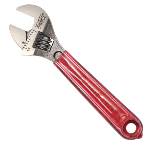KLEIN TOOLS D506-4 Precision Adjustable Wrench, 4-Inch, Precision Machined, Small Adjustable Wrench, Ergonomic I-Beam Handle, Laser-Etched SAE and Metric Markings - style: Dipped Handle, 4-Inch