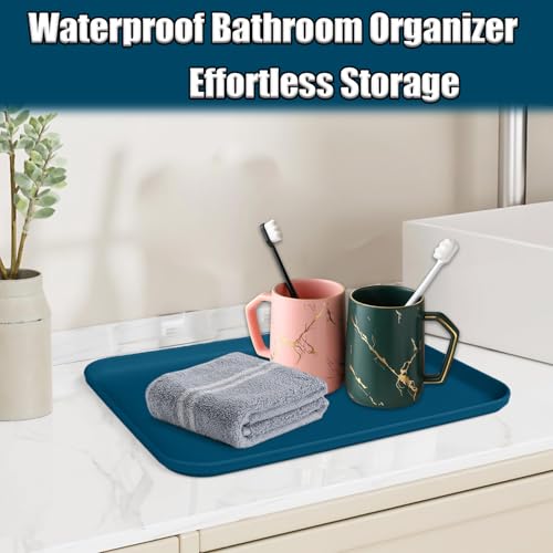 Plastic Serving Trays, 12 Pack Cafeteria Trays Plastic Fast Food Tray for DIY Projects, Painting, Beads, Organizing Supply, 9.4 X 6.7 X 0.6 Inches (Dark Blue) - color: Dark Blue