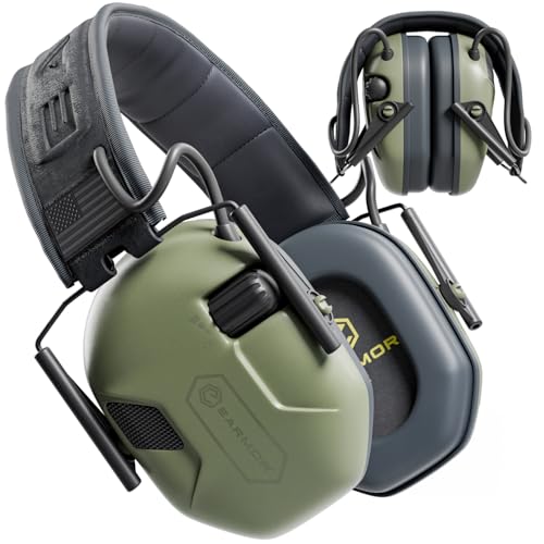 M300A Ear Protection For Gun Range - Shooting Ear Muffs with Ergonomic Gel Cushions, IPX5 Waterproof Gear - color: Green