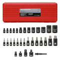 MIXPOWER 32PCS Torx Bit Socket Set, 14 Star Bits (T8-T70)& 13 E-Torx Sockets (E4-E24), CR-V & S2 Alloy Steel - size: T8-T70,E4-E24(32PCS)