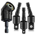 CIGOTU Right Angle Drill Adaptor,4-in-1 Impact Drill Bit Extension,360° Rotatable 1/4 3/8 1/2" Impact Grade Socket Adapter Set,105 Degree Angle Screwdriver Drill Bit for Household Workplace Industry - color: 4*black