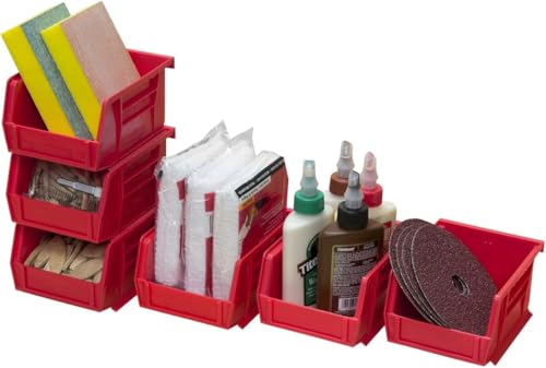 Akro-Mils 30210 AkroBins Plastic Storage Bins, 5"x4"x3", Red, 6-Pack - color: Red, size: 6 Pack