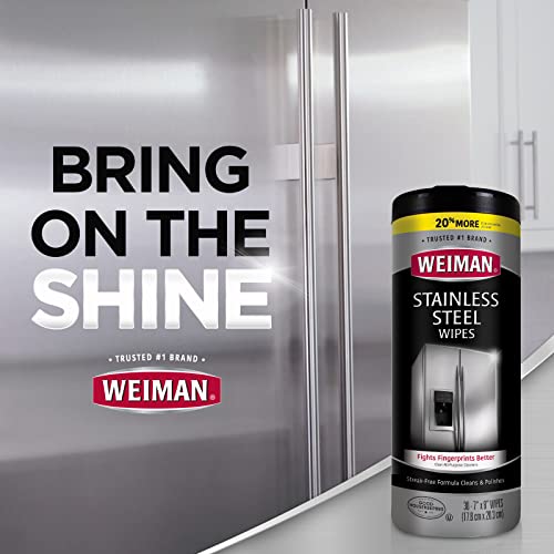 Weiman Stainless Steel Cleaner Wipes (4 Pack) Removes Fingerprints, Residue, Water Marks and Grease from Appliances - Works Great on Refrigerators, Dishwashers, Ovens, and Grills - style: 30 Count (Pack of 4)