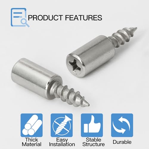 12pcs Screw in Shelf Pins, Nickel Plated Shelf Pegs Cabinet Shelf Holders Shelf Support Pegs, Small Shelf Brackets Phillips Head Pegs for Shelves Cupboards Bookcase Closet - color: Without Sleeve