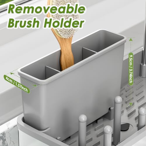 Ewaiira Stainless Steel Sink Caddy, Sponge Holder for Kitchen Sink 9.8″ - color: C-gray