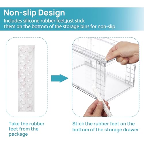 Vtopmart 8 Pack Stackable Clear Pantry Storage Drawers, Large - size: 4Pack 7"H (Pack of 2)
