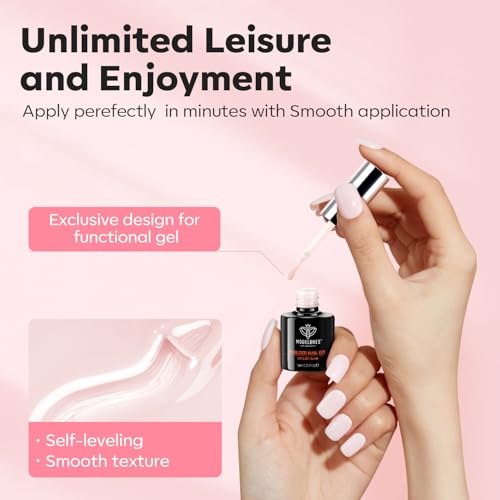 modelones Base Coat Builder Nail Gel, 2 Pcs Cover Nude and Rose Pink Gel - color: Builder Nude Rose