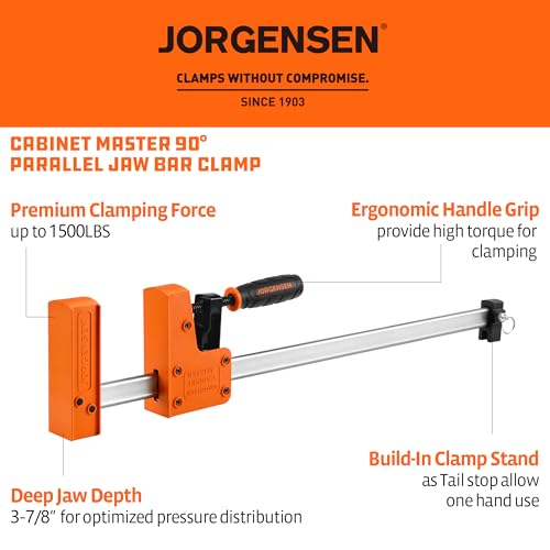 Jorgensen 18-inch Bar Clamps Set, 2-pack Cabinet Master 90° Parallel Clamps - size: 18 Inch