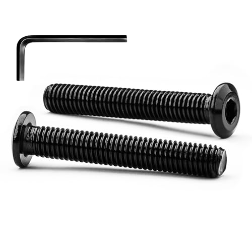 M6 x 55mm Flat Head Hex Socket Cap Screws Furniture Bolts, Stainless Steel 18-8 (304), Black Oxide, Countersunk Connector Screw, Full Thread, 20 PCS (with Hex Spanner) - size: M6 x 55mm