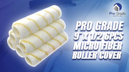 Pro Grade Paint Roller Covers, 9 Inch, 1/2 Inch Microfiber Nap, 6 Pack | For rough, smooth & semi-smooth surfaces | Walls & ceilings | Interior & exterior | Shed-resistant, lint-free