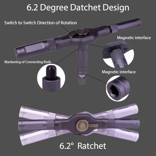 24 in 1 DIY Ratchet Screwdriver Set,Multi Bit Magnetic Screwdriver Set with Storage Case, Removable Self Assembly Screwdriver Kit for Furniture, Bicycle,Computer (24 in 1 Black) - color: 24 in 1 Black