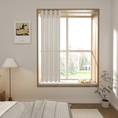 Silver Tension Curtain Rod for Windows 28 to 48 Inch - color: Silver, size: 28-48"