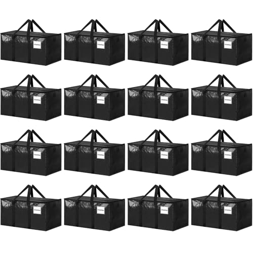 16 Pack Extra Large Clothes Storage Bins with Lids, Moving Bags, Black - color: Black, size: 16 Pack