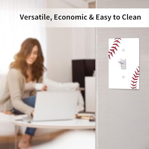 Baseball Single Toggle Light Switch Cover Plate | Fits standard 2-gang toggle and rocker switches, Durable polycarbonate thermoplastic with fade-resistant printed finish - color: Baseball, size: Single Toggle