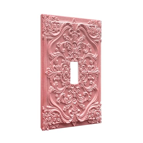 Decorative Light Switch Plate Covers Pink Flower Elegant 3D Floral Embossed 1 Gang Light Switch Cover Plate Single Toggle Wall Plate Outlet Covers Faceplate for Bedroom Home Decor - color: Pink, size: 1-Gang Toggle/ 5 x 3 IN