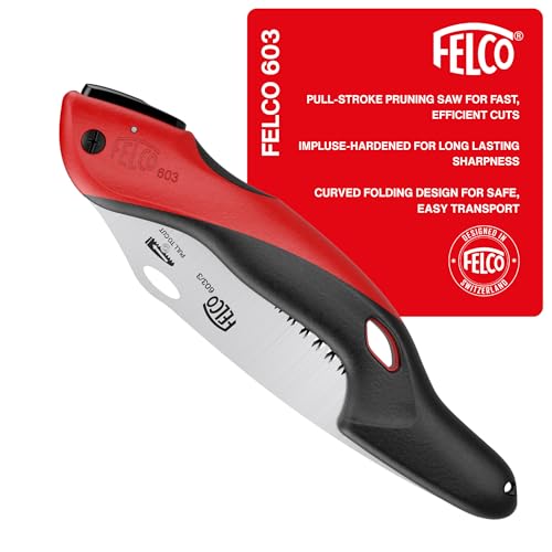 FELCO 603 Folding Pruning Saw – Curved Pull-Stroke Saw for Tree Trimming & Elevated Cut | Tree Branch Cutter | Folding Handsaw with Chrome-Plated 8" Blade, Non-Slip Handle, Blade Lock, Swiss Precision