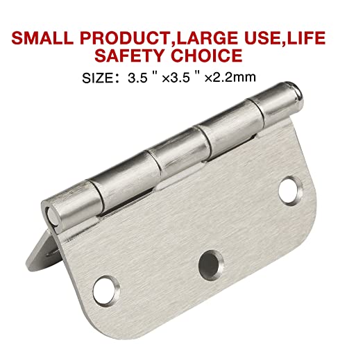 TDCHINGES Rounded Door Hinges Brushed Nickel 3.5 Inch 5/8" Radius No Squeak - color: Satin Nickel-Rounded, size: 18 Pack-no squeak
