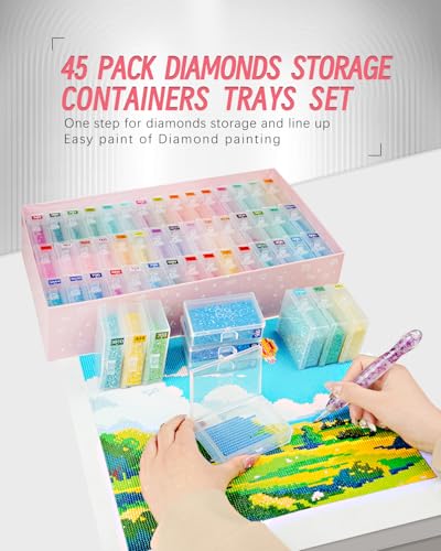 forever young 45PCS Diamond Painting Storage Containers Trays - size: 45pcs Storage set