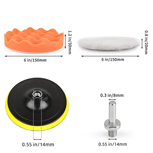 Kshineni Car Buffer Pads 6 Inch Buffing Polishing Pads, 11 Pcs Drill Buffing Kit, Auto Polisher Pads Car Foam Drill for Automotive Polishing, Waxing, Sanding, Sealing Glaze - size: 6Inch-11pcs