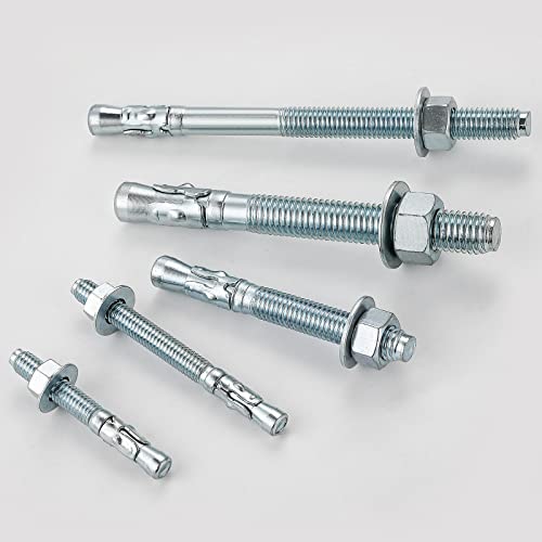 Wensilon 1/2x9 10Pcs Inch Standard Fasteners for Heavy-Duty Zinc Wedge Anchors for Cement and Concrete - size: 1/2x9"