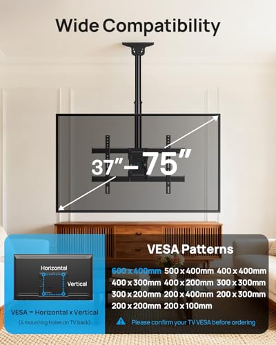 PERLESMITH Ceiling TV Mount for 37–75 inch TVs up to 110 lbs - size: for 37-75 Inch TVs