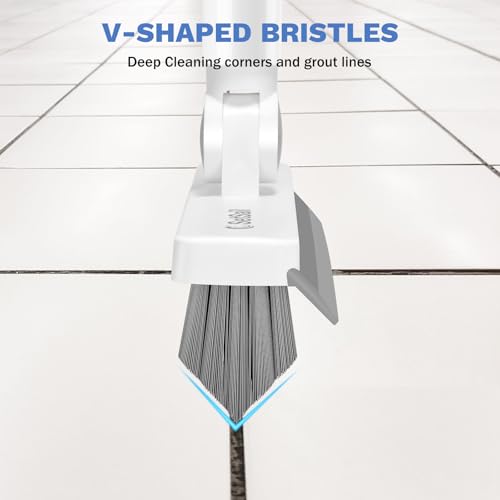 SetSail Grout Cleaner Brush with Long Handle, V-Shaped Floor Scrub Brush - color: Grey White