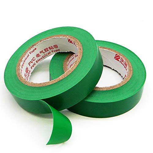 Maveek 10 Rolls PVC Electrical Tapes, Self Adhesive Waterproof Insulation Green Tapes, Rated up to 600 Volts and 176 °F, 15mmx15m(0.6" x 49.2ft) - color: green