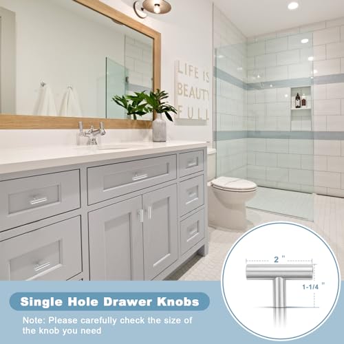 Estmoon 30 Pack Cabinet Knobs Brushed Nickel Cabinet Handles, Stainless Steel Single Hole Kitchen Cabinet Knobs Silver Cabinet Pulls for Kitchen Cabinets and Dressers,2 Inch Overall Length Drawer Knob - color: Brushed Nickel