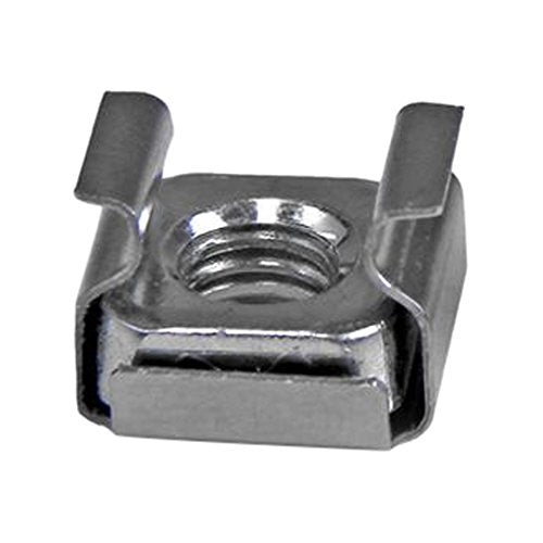 StarTech 100-Pack M6 Square Hole Cage Nuts & Tool, Nickel-Plated, TAA - color: Silver, size: 100-pack, style: Cage Nut only