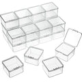 SATINIOR 24 Packs Small Clear Plastic Beads Storage Containers Box with Hinged Lid for Storage of Small Items, Crafts, Jewelry, Hardware (2.5 x 2.5 x 1.6 in) - size: 2.5 x 2.5 x 1.6 in
