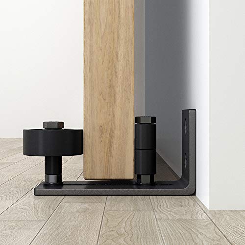 WINSOON Sliding Barn Door Floor Guide Hardware kit 8 in 1, Black, 1Pack - color: Black