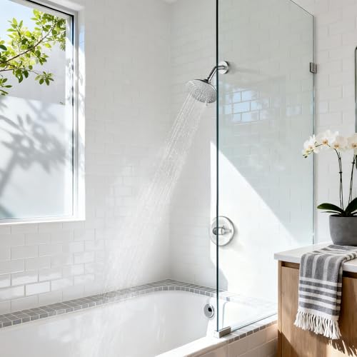 Shower Faucet with Valve, Bathroom Shower Faucet Kit, Solid Brass Shower Head Faucet Set Complete, Single Handle Rain Shower Head Trim Kit for Bathroom, Brushed Nickel - color: Brushed Nickel