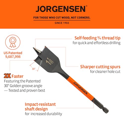 Jorgensen 14-Piece Spade Drill Bit Set with Storage Pouch, 1/4" to 1-1/2" - size: 1/4 in - 1-1/2 in