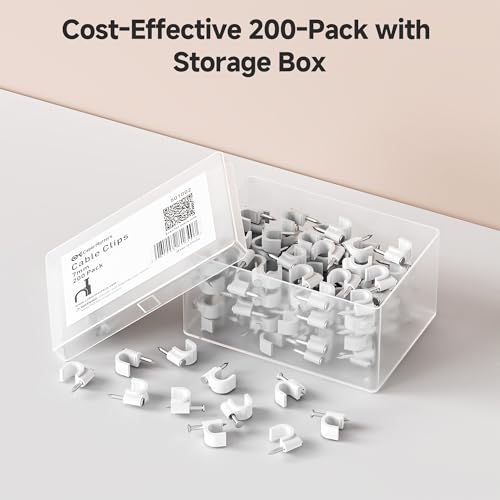 Cable Matters 200-Pack Nail-in Cable Clips, Cord Organizer, 7mm / 0.27 in.