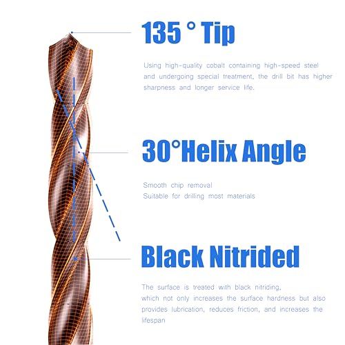 11/64inch HSS M35 Cobalt Twist Drill Bits for Metal - size: 11/64inch (10pcs)