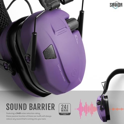 Savior Equipment Apollo Electronic Earmuffs For Shooting w/Gel Ear Pads, 24dB NRR, Noise Cancelling Ear Protection Headset