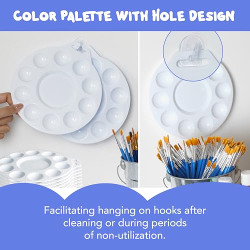30Pcs Paint Tray Palettes, Plastic Paint Pallets with Hanging Hole for Teachers or Students to Paints on School Project, Art Class or Have a Birthday Painting Part - size: 30PCS