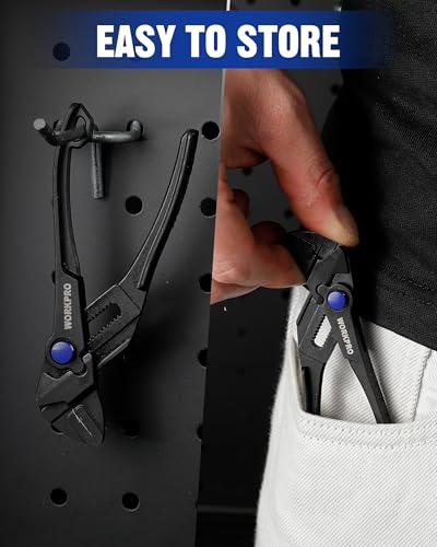 WORKPRO Mini Pliers Wrench, 4-Inch Wrench Pliers with Smooth Parallel Jaws - color: Black