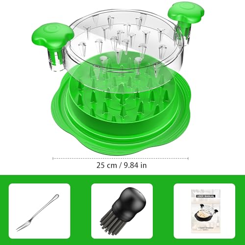 Chicken Shredder Tool Twist Large Meat Shredder with Brush&Fork, Green - color: Green