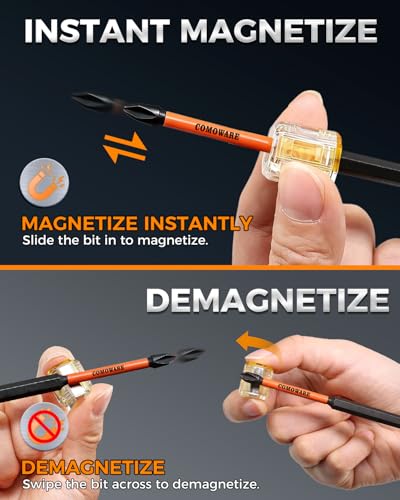 COMOWARE 13pcs Phillips Impact Screwdriver Drill Bits #2, S2 1/4" Hex Screwdriver Bit Set, 1-6" Length, CNC Tip Magnetic Drill Bit, Impact Hex Bits Sets with Magnetizer For Power Drill - color: Ph2 12pcs Phosphate-coated
