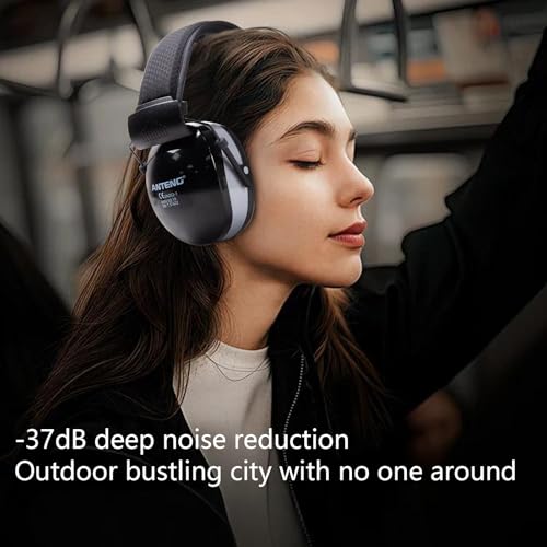 37dB Gun Range Ear Protection, Adjustable Ear Muffs for Noise Reduction, for Shooting, Construction, Mowing - color: Black