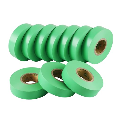 Lichamp 10-Pack Light Green Electrical Tape Waterproof, 3/4 in x 66ft, UL