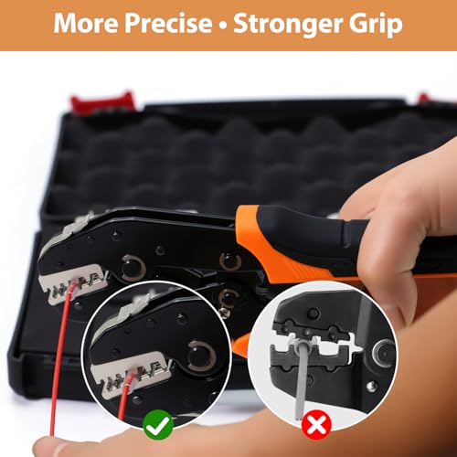 6-in-1 Crimping Tool Kit, Wire Crimping Tool with Quick-Change 6 Dies (40Cr), Ratcheting Wire Crimper Tool for Dupont, Ferrule, Open Barrel, Heat Shrink/Insulated, Non-Insulated & Solar, Case Included