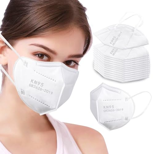 100PCS KN95 White Face Masks,5-Ply Breathable Cup Dust Masks for Adult - color: White-100pcs