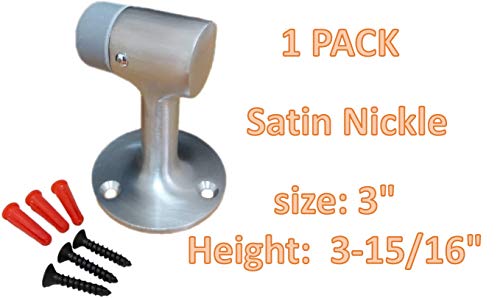 QCAA Solid Brass Door Stop, 3" Height, Satin NKL, 1 Pack, Made in Taiwan - color: Satin NKL, size: 1 Pack