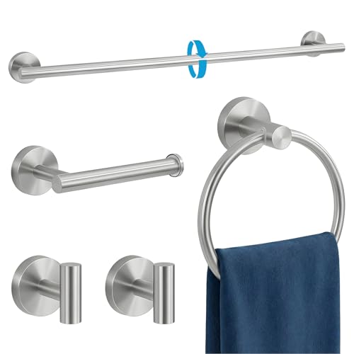 5 Piece Bathroom Towel Bar Set - SUS304 Stainless Steel Brushed Nickel Bath Towel Holder, 16 Inch Towel Racks for Bathroom Wall Mounted, Bathroom Hardware Accessories Set - color: C-24 Brushed Nickel