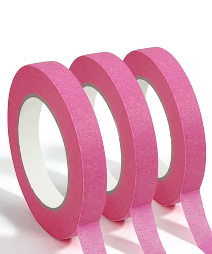 Mr. Pen- Pink Masking Tape, 0.6 Inch Wide, 3 Rolls, 3 x 55 Yards, Pink - color: Pink